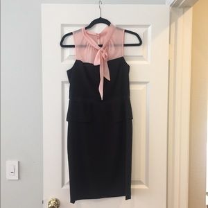 4/$25 Pink black tie neck career work dress size 4
